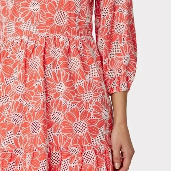 NWT Milly Brielle Tournesol Eyelet Dress, Coral, Size 8 - Picture 3 of 8